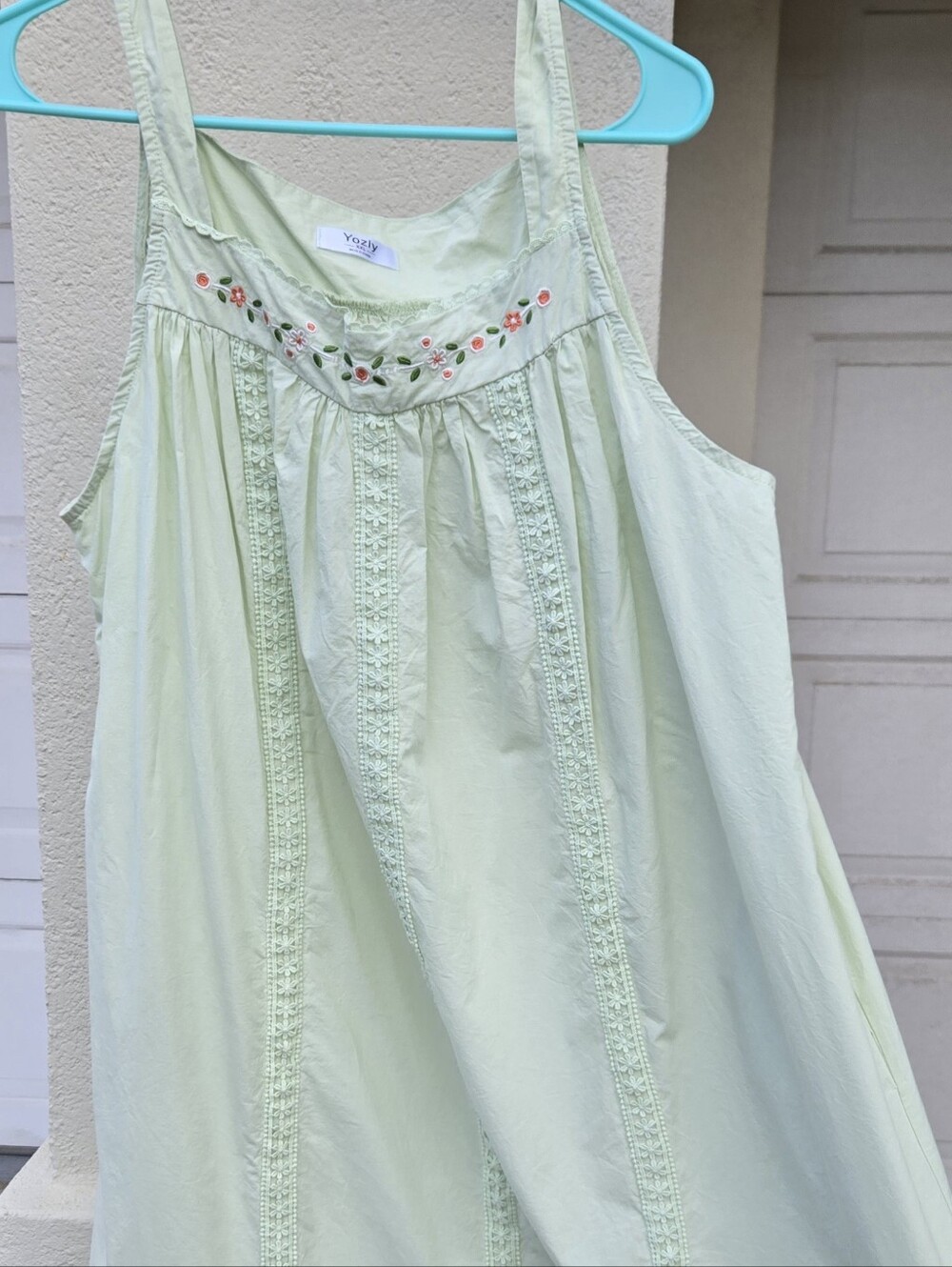 Yozly Cottagecore Dreamy Cotton Pistachio Maxi Dress Size XXL